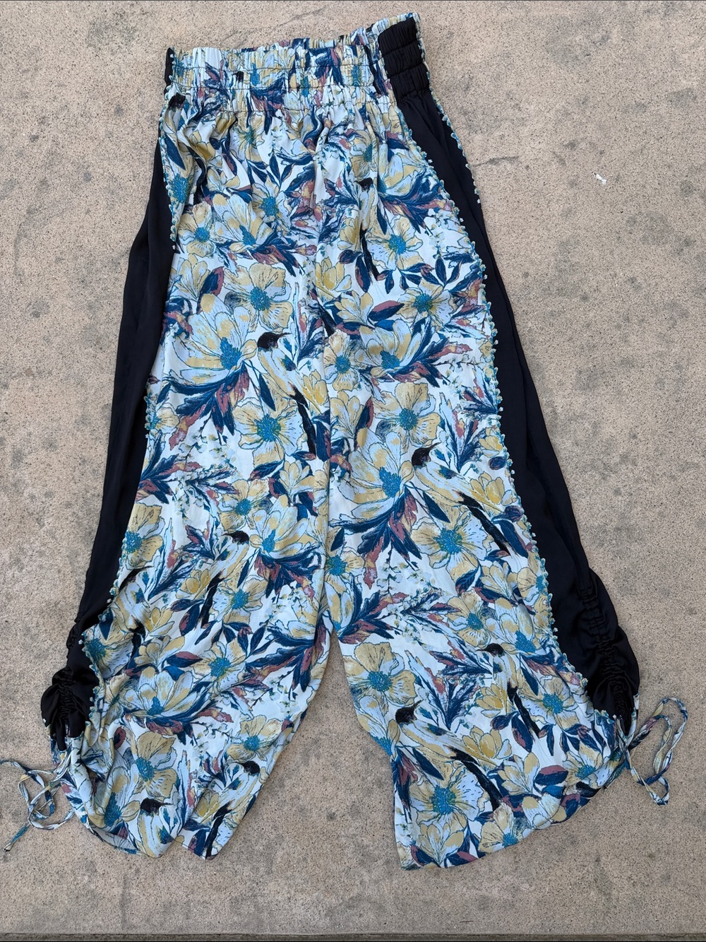 Free People Intimately Blue Floral Harem Baggy Pant Women's Size M - Picture 6 of 9